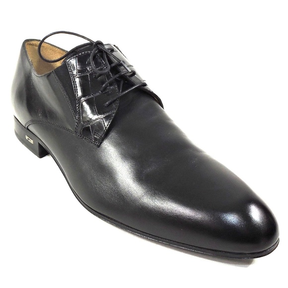 PAKERSON ?? MEN\'S BLACK LEATHER COMFORT FASHION SHOES WHITH REAL CROK  ELEMENT main image 6